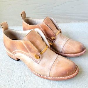 Freebird by Steven Mabel Leather Oxford Distressed Tan Bootie Sz 8